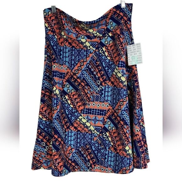 LuLaRoe NWT 2XL Azure Swing Skirt Navy Tribal Camel Jacquard Stretch Aztec Print - Picture 9 of 9